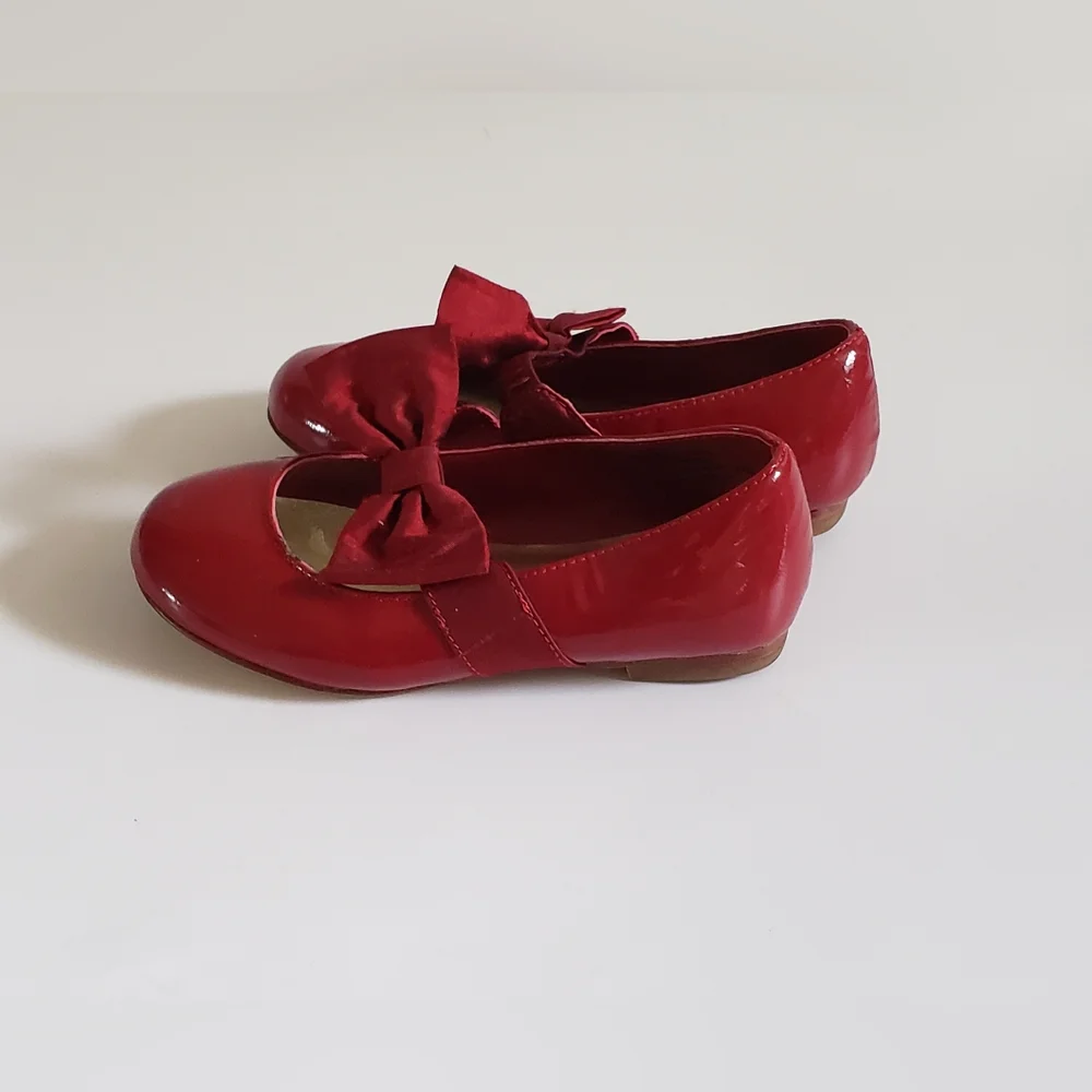 Janie and Jack Red Patent Leather Ballet Shoe with Satin Bow Size 7